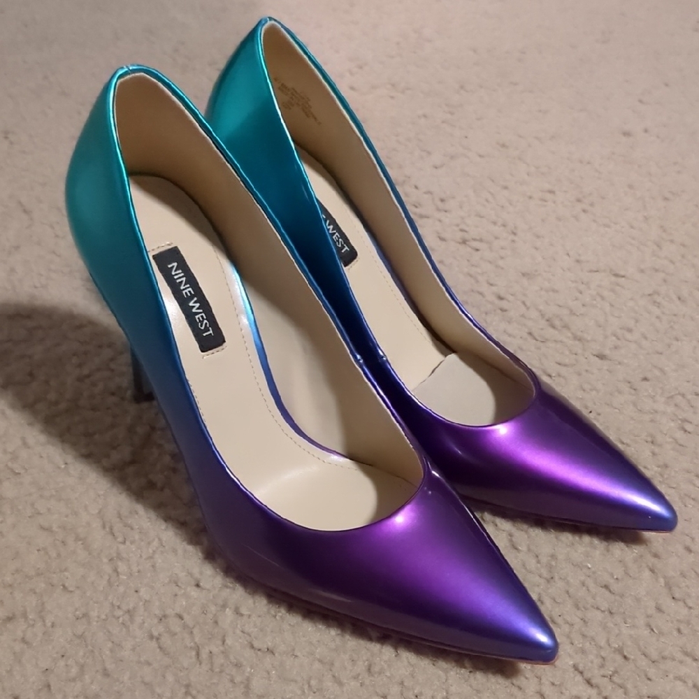 Nine West Vibrant Purple and Teal Heels